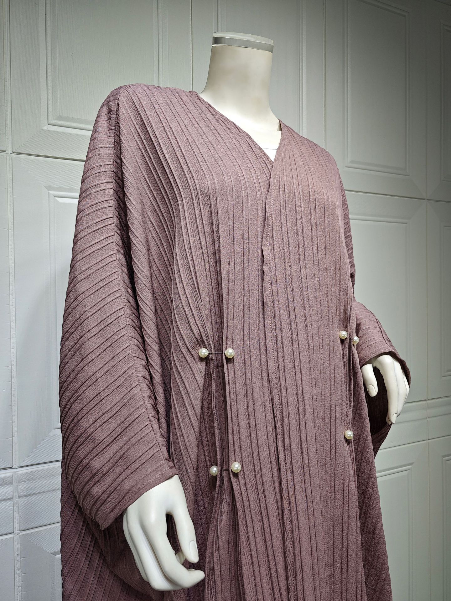 Muslim Women's Wear Modest Modern Fashion Turkish Striped Casual Plus Size Abaya Cardigan Robe - Image 3
