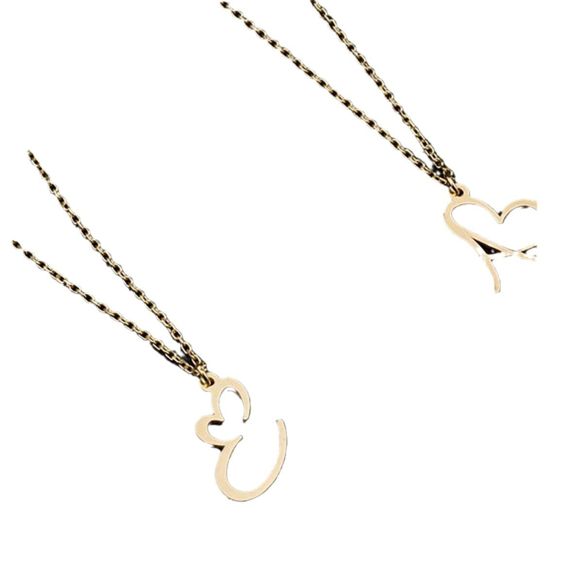 Minimalist Personalized Stainless Steel Gold-Plated Heart And Letter Necklace - Image 2