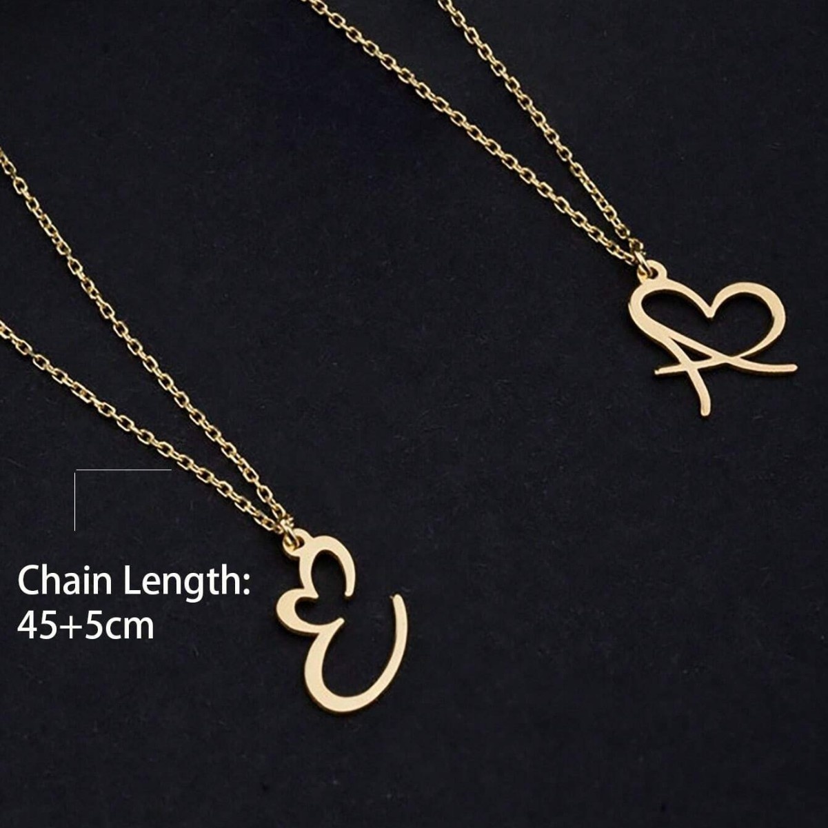 Minimalist Personalized Stainless Steel Gold-Plated Heart And Letter Necklace - Image 4