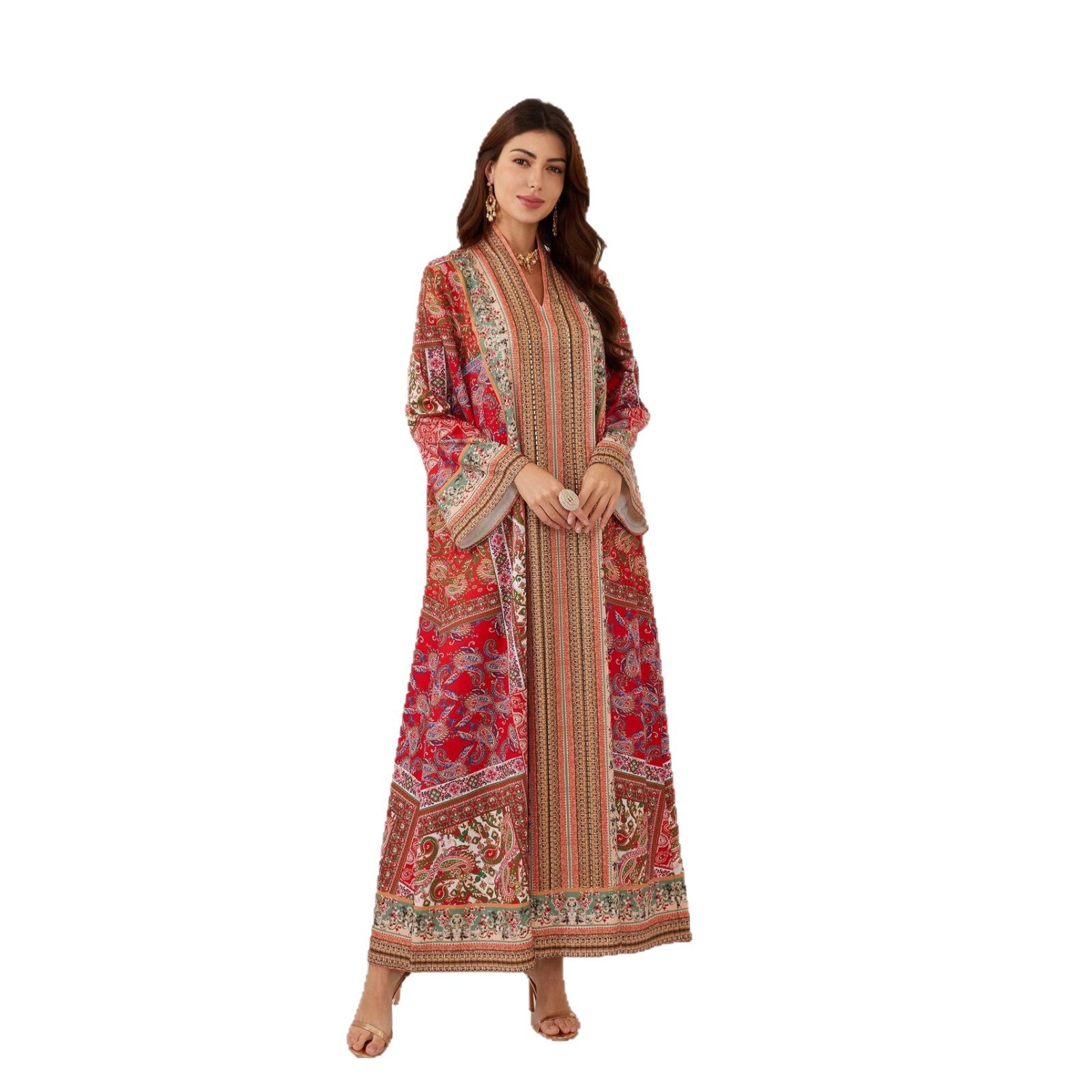 Dubai Abaya Muslim Womens Printed Pullover Dress - Image 4